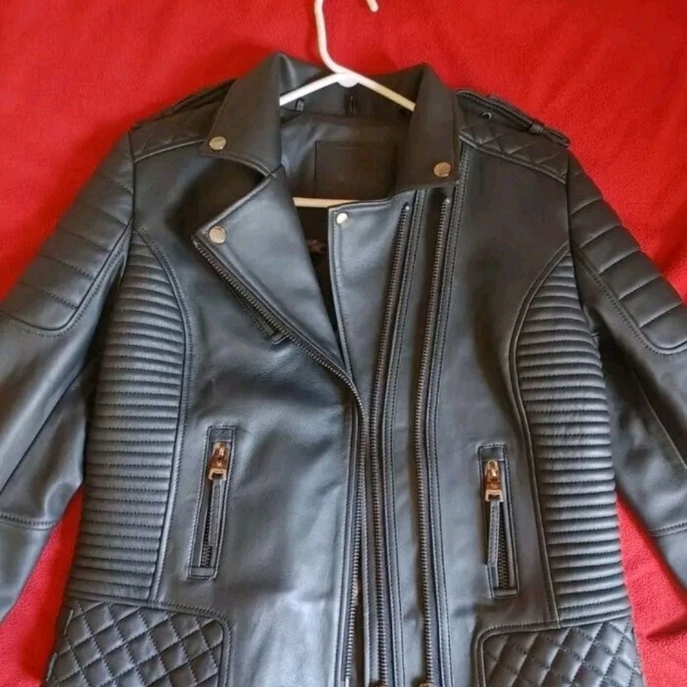 Black Quilted Women's Biker Jacket